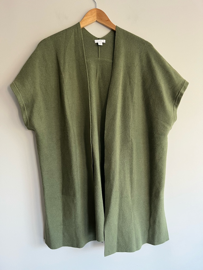 J. Jill Olive Green Open-Front Knit Poncho Cardigan Large